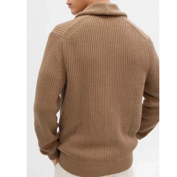 GAP Men’s Shawl Collar Button-Up Knit Cardigan Sweater – Camel - Size M - Picture 7 of 7